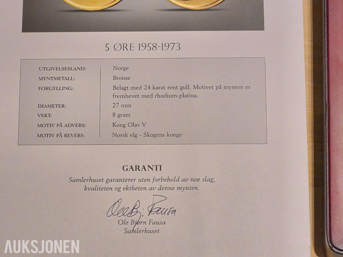 Norges Myntrekke med Gull og Platina-Myntsett Norges bank/samlerhuset