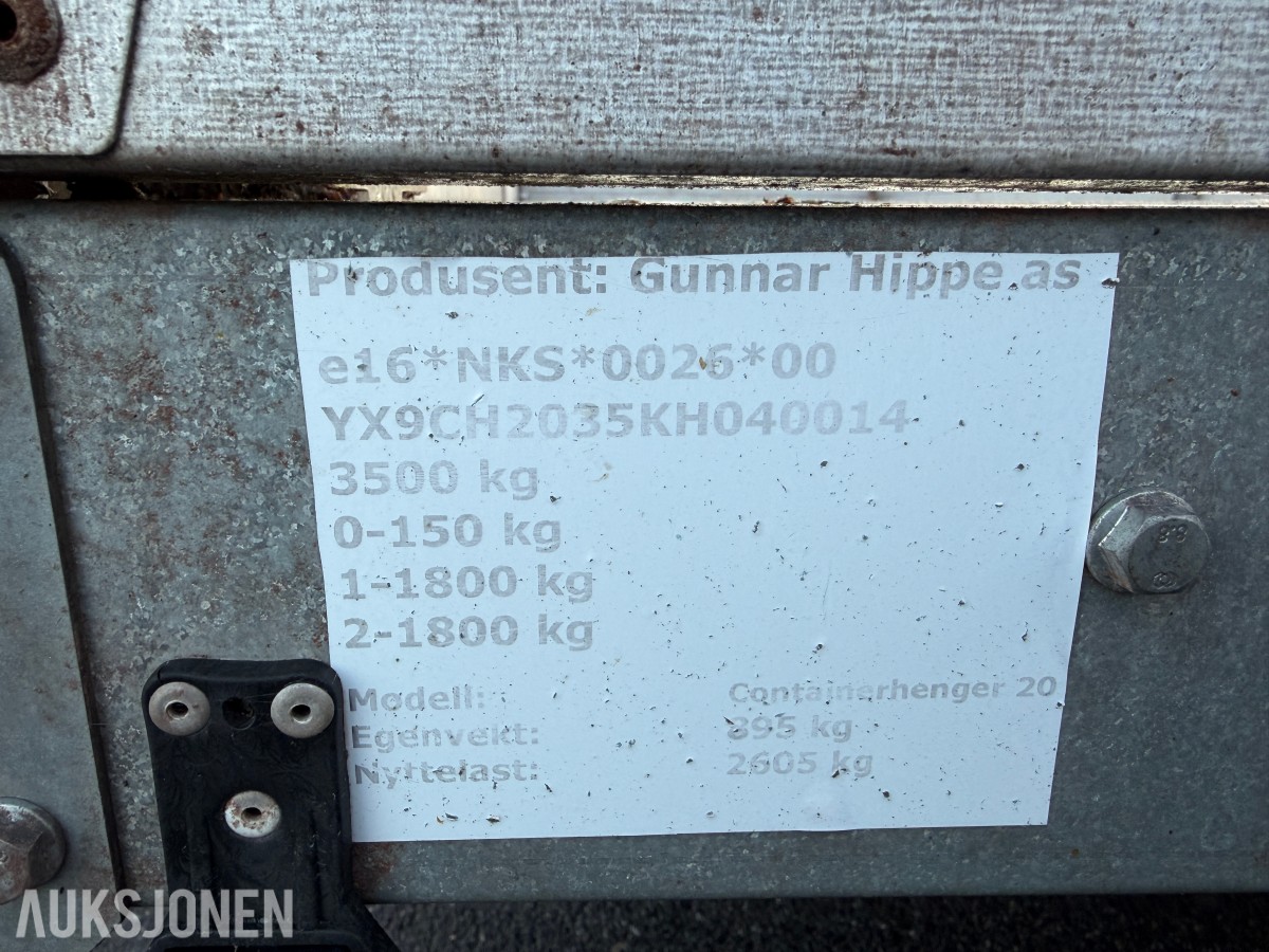 2019 Hippe Containerhenger 20fot -3,5 tonn