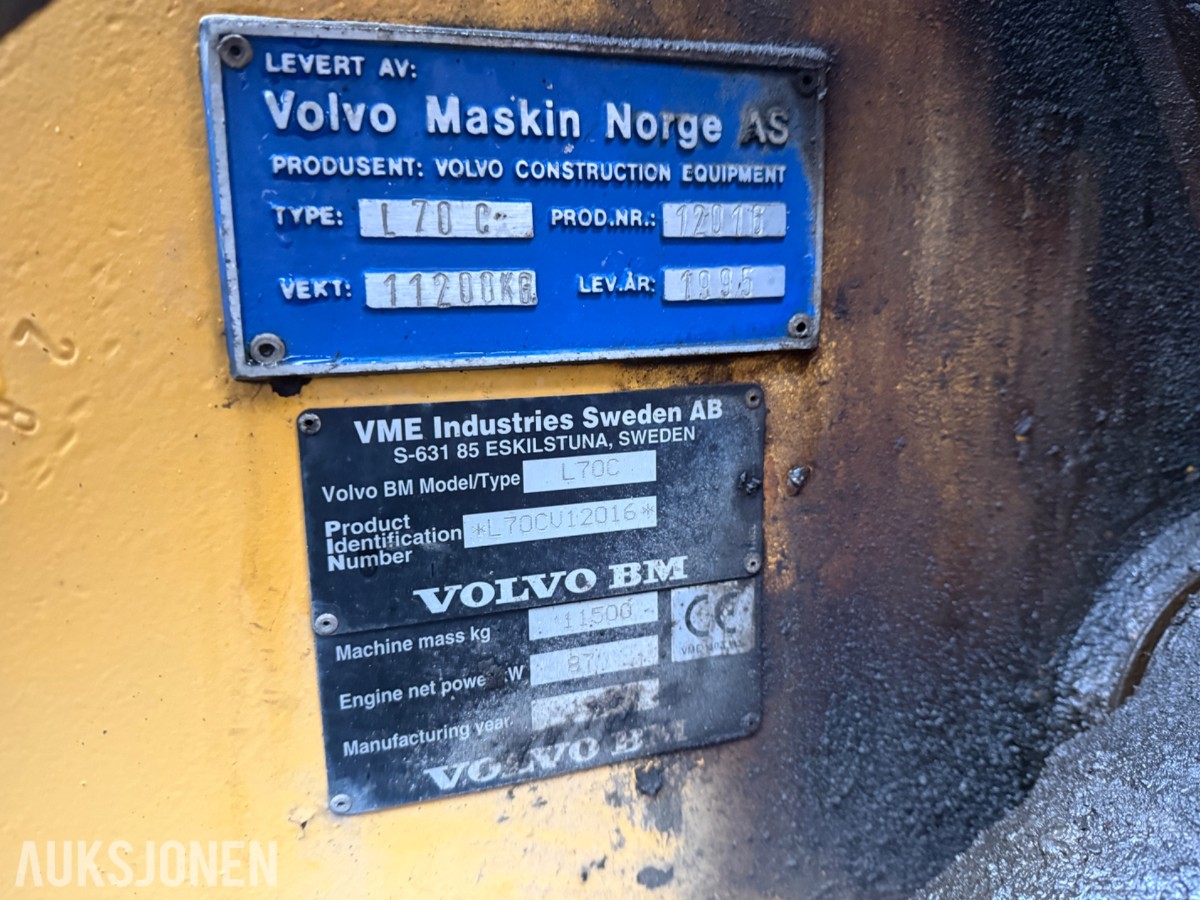 1995 Volvo L70 Hjullaster 16252 Timer