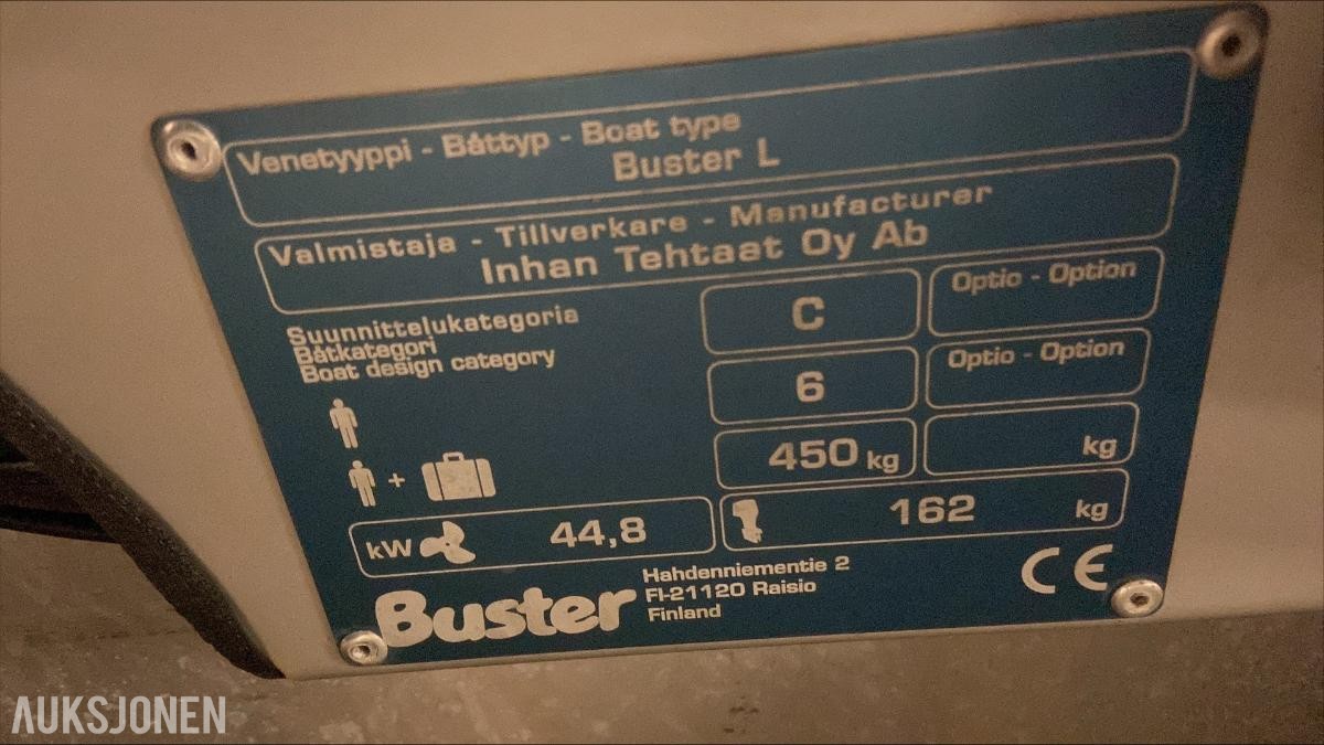 2017 Buster L med Yamaha F50 og Tysse båthenger