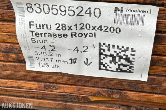 1 pakke FURU 28X120X4200 TERRASSE KL1 ROYAL BRUN
