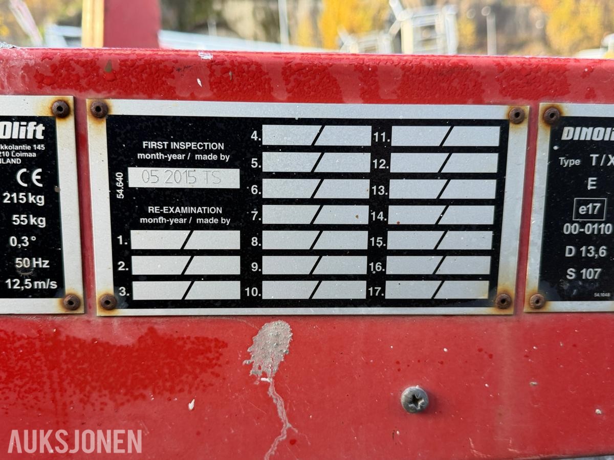 2015 Dino 135T tilhengerlift med 13,5 meter arbeidshøyde