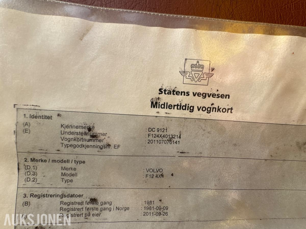 1981 Volvo F12 4X4 beredskapsbil / 33 140 km