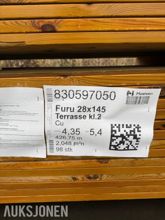 1 Pakke Furu 28X145 Terassebord KL2 CU