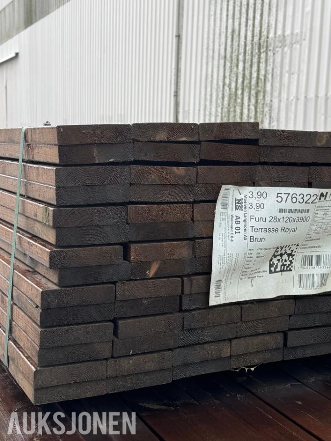 1 Pakke FURU 28X120X3900 TERRASSE KL1 ROYAL BRUN