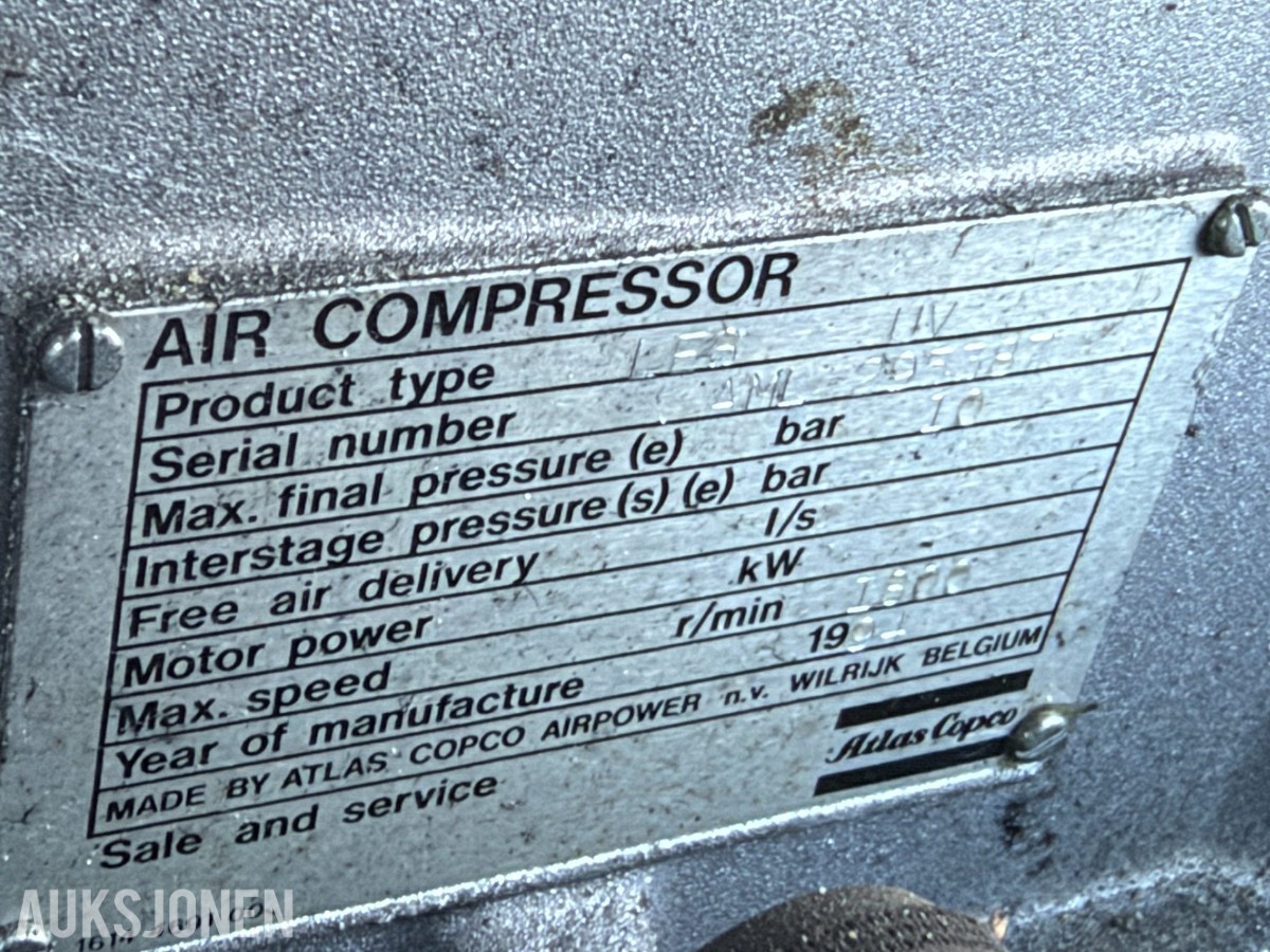 Atlas Copco LE3 luftkompressor Ukjent tilstand!!!