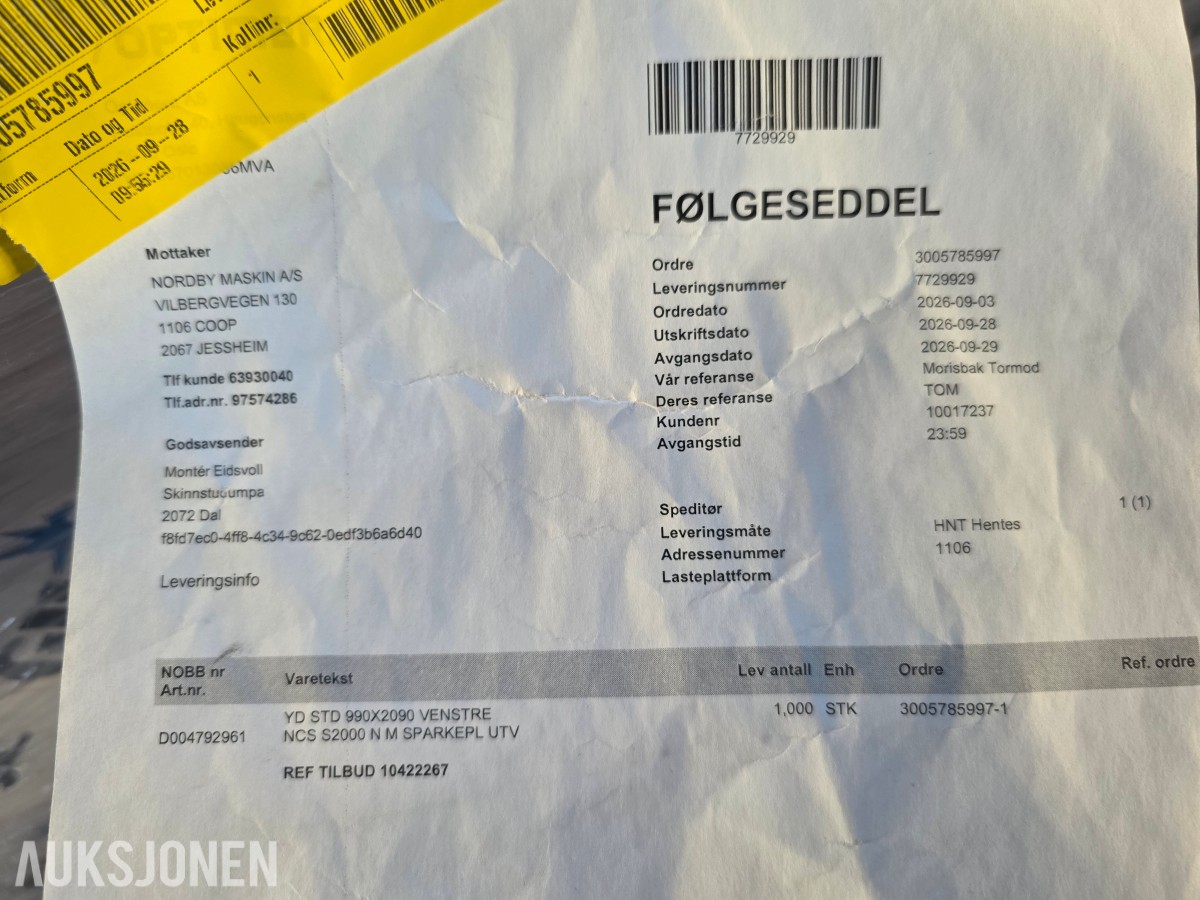 2026 Gilje ytterdør 990 x 2090 mm (100x210)