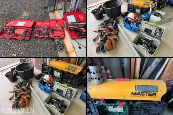 Stor verktøypakke Festool skinnesag, Master byggvarmer, Hilti slagdriller, Dewalt driller og mye mer!