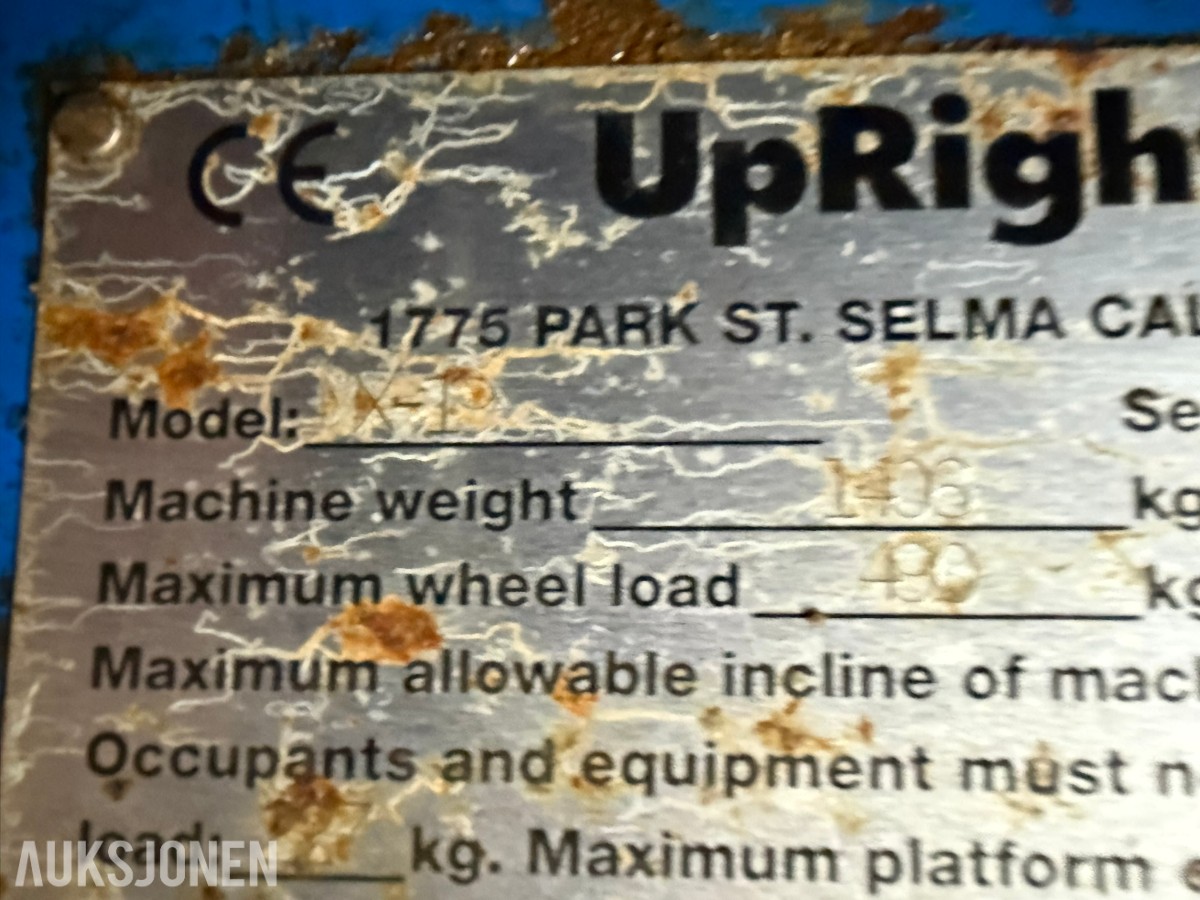 2002 UpRight MX-19 Sakselift, reparasjonsobjekt