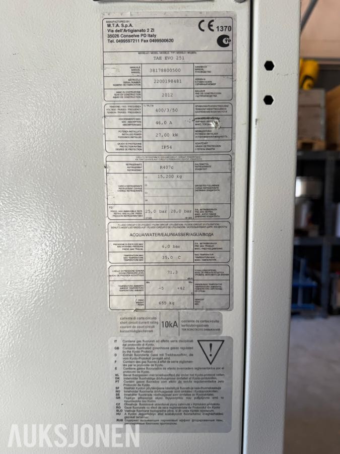 2012 MTA TAE EVO 251 Kjølemaskin