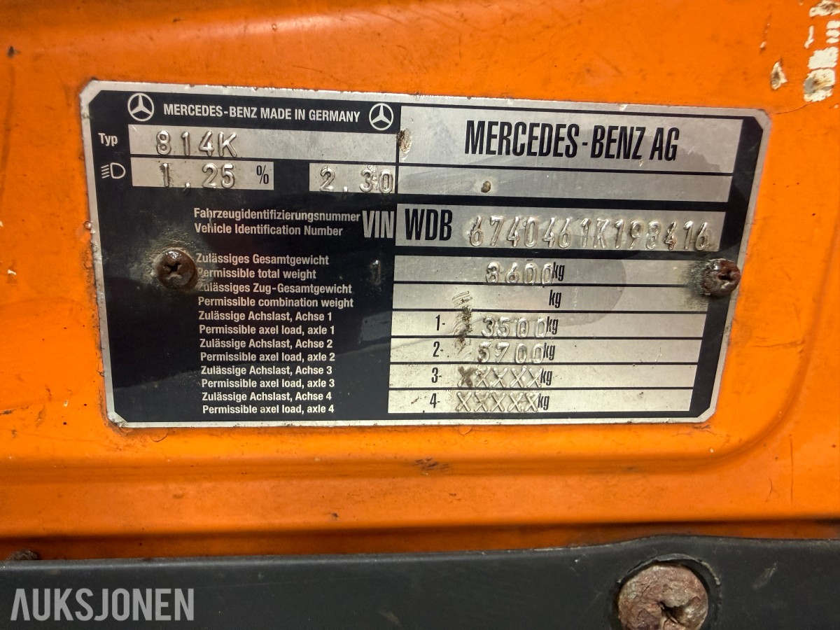 2001 Mercedes-Benz 814 k -HIAB 060-2 kran - Eu-godkjent